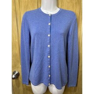 J.MCLAUGHLIN Sweater Womens S Button Up Cardigan Blouse Cotton Blend Blue
